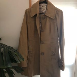 Tulle Light Brown Wool Pea Coat